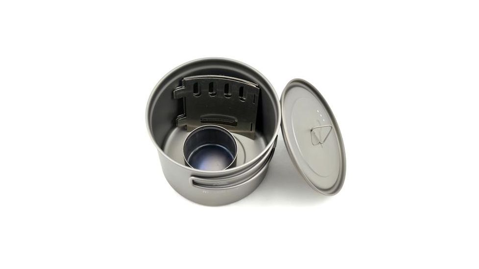 TOAKS Titanium Cook System with 900ml Pot, Siphon Alcohol Stove, 4-pieces Assembled Pot Stand, Grey, CS-04