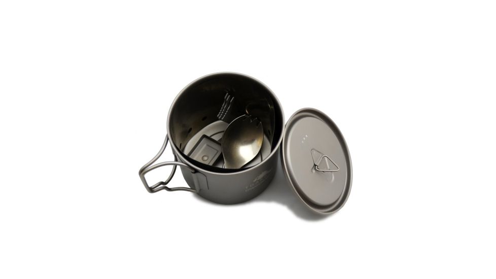 TOAKS Ultralight Titanium Cook System w/ Solid Alcohol Stove, Grey, CS-01, EDEMO1