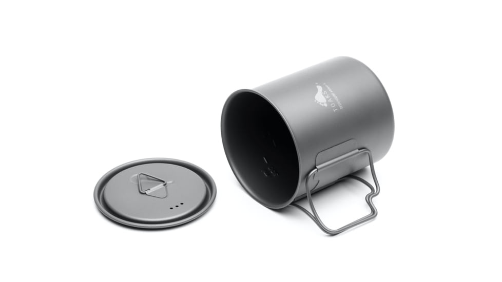 TOAKS Ultralight Version Light Titanium Cup with Lid, 450ml, Grey, CUP-450-L-C