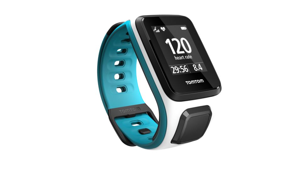 TomTom Spark Cardio + Music GPS Fitness Watch-White/Scuba Blue-Small