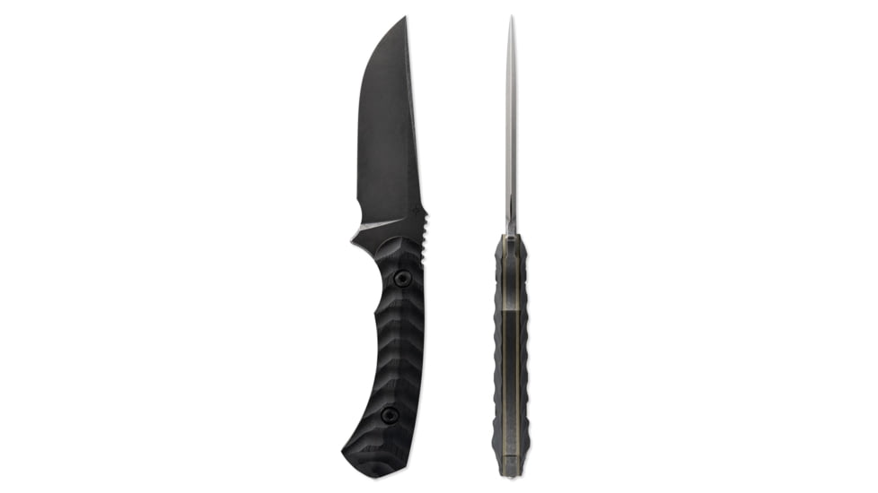 Toor Knives Brauler Fixed Blade Knife, 4in, CPM Cruwear Steel, G10 Handle, Bomber Black, Black Tru Hide, Brauler - Bomber Black