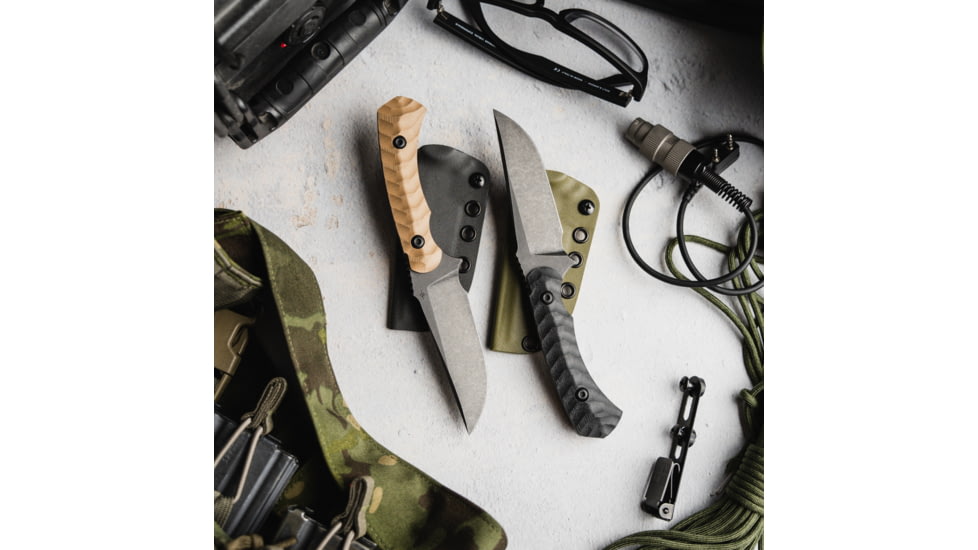 Toor Knives Brauler Fixed Blade Knife, 4in, CPM Cruwear Steel, G10 Handle, Bomber Black, Black Tru Hide, Brauler - Bomber Black