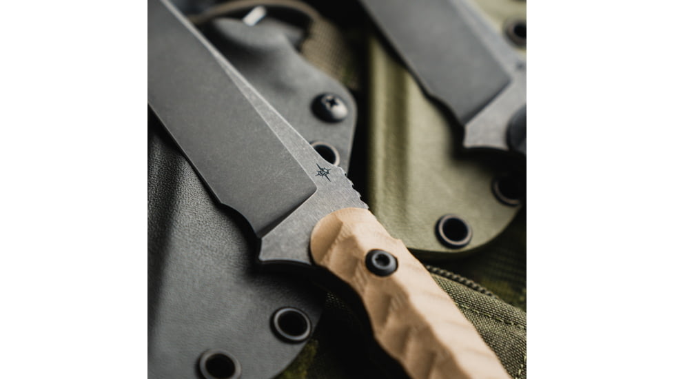 Toor Knives Brauler Fixed Blade Knife, 4in, CPM Cruwear Steel, G10 Handle, Omaha Tan, Black Tru Hide, Brauler - Omaha Tan