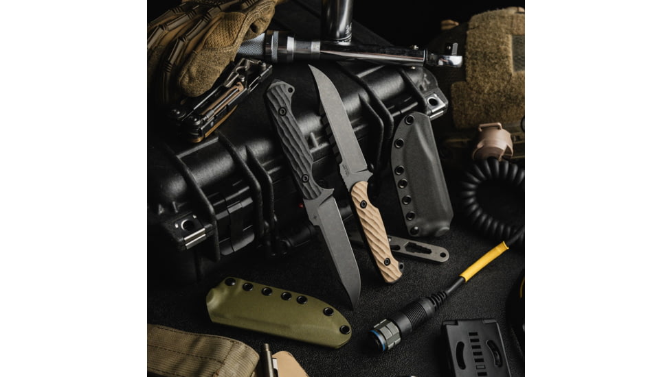 Toor Knives Crewman Fixed Blade Knife, 4.5in, CPM Cruwear Steel, G10 Handle, Bomber Black, Army Green, The Crewman - Bomber Black