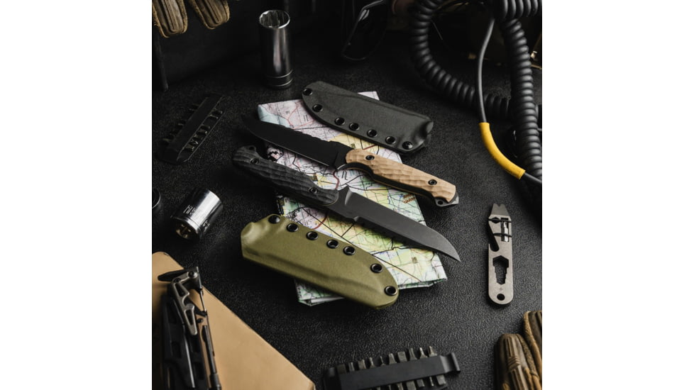 Toor Knives Crewman Fixed Blade Knife, 4.5in, CPM Cruwear Steel, G10 Handle, Bomber Black, Army Green, The Crewman - Bomber Black