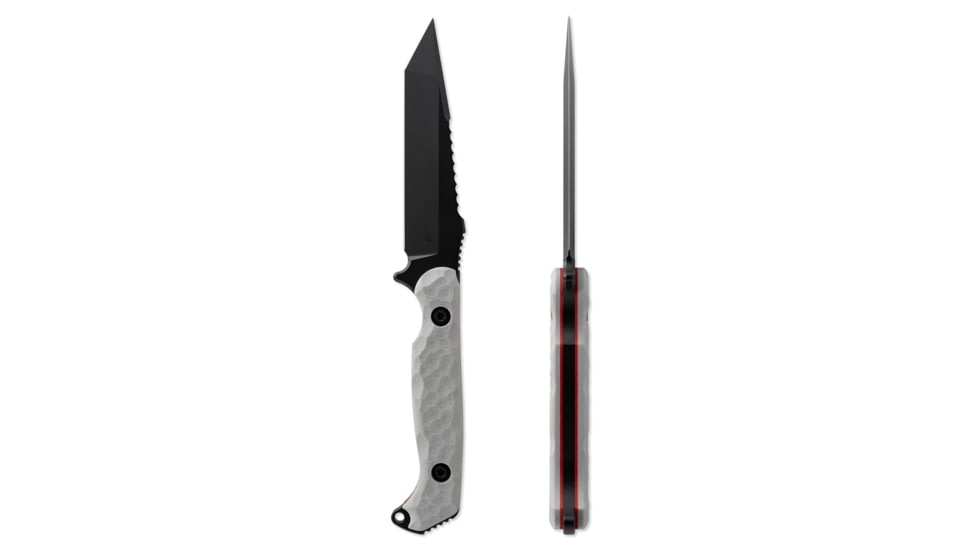Toor Knives Darter T Fixed Blade Knife, 4.25 in, CPM-M4, Tanto, G10, Disruptive Grey, Black Tru Hide, Darter T - Disruptive Grey