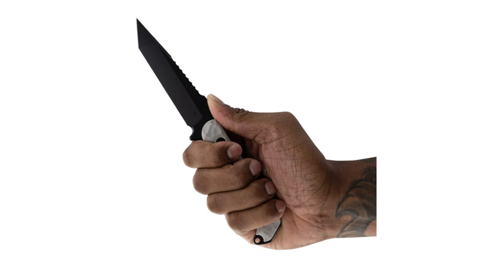 Toor Knives Darter T Fixed Blade Knife, 4.25 in, CPM-M4, Tanto, G10, Disruptive Grey, Black Tru Hide, Darter T - Disruptive Grey