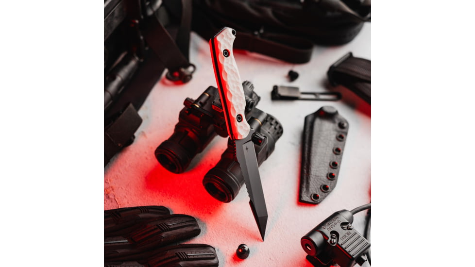 Toor Knives Darter T Fixed Blade Knife, 4.25 in, CPM-M4, Tanto, G10, Disruptive Grey, Black Tru Hide, Darter T - Disruptive Grey
