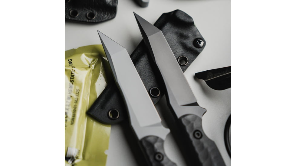 Toor Knives Krypteia T Fixed Blade Knife, 4in, CPM M4 Steel, G10 Handle, Phantom Grey, Black Hydro Static, Krypteia T - Phantom Grey