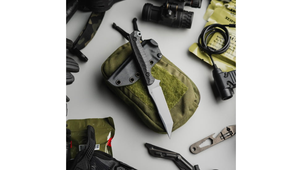 Toor Knives Krypteia T Fixed Blade Knife, 4in, CPM M4 Steel, G10 Handle, Phantom Grey, Black Hydro Static, Krypteia T - Phantom Grey