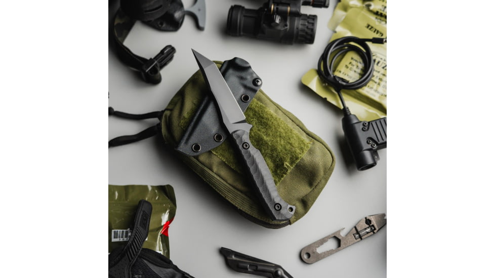 Toor Knives Krypteia T Fixed Blade Knife, 4in, CPM M4 Steel, G10 Handle, SoCom Black, Black Hydro Static, Krypteia T - SoCom Black