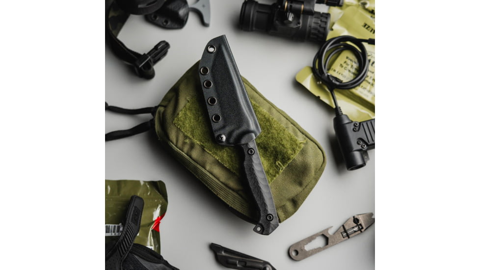 Toor Knives Krypteia T Fixed Blade Knife, 4in, CPM M4 Steel, G10 Handle, SoCom Black, Black Hydro Static, Krypteia T - SoCom Black