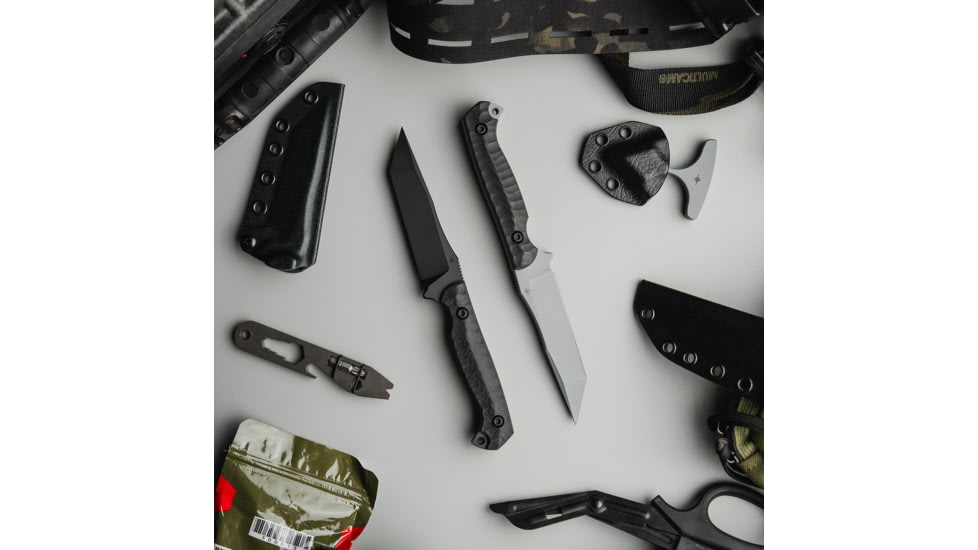 Toor Knives Krypteia T Fixed Blade Knife, 4in, CPM M4 Steel, G10 Handle, SoCom Black, Black Hydro Static, Krypteia T - SoCom Black