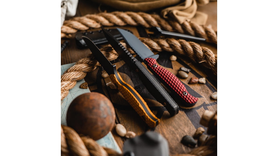 Toor Knives Mutiny Fixed Blade Knife, 4.0 in, CPM 154, Aluminum 7075, Rum Red, Mutiny-Rum Red