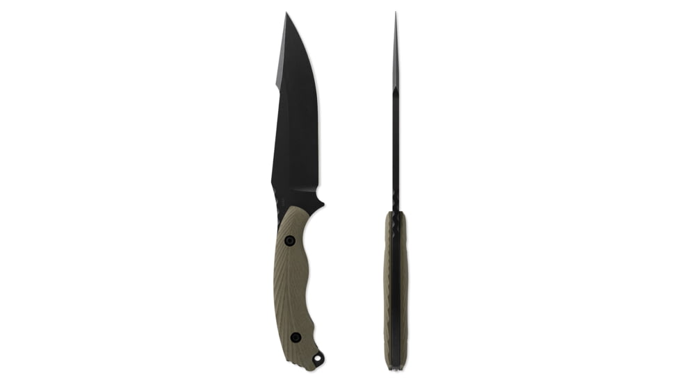 Toor Knives Raven Fixed Blade Knife, 5.5 in CPM 3V Blade, G10 Covert Green Handle, Raven-Covert Green