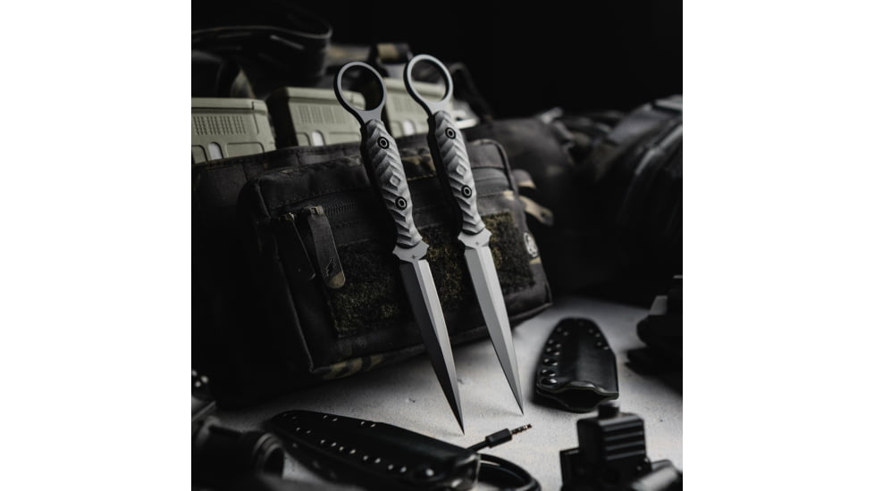 Toor Knives Specter R Fixed Blade Knife, 4.25in, CPM M4 Steel, G10 Handle, Phantom Grey, Black Hydro Static, Specter R - Phantom Grey