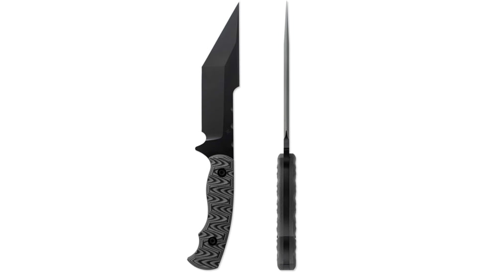 Toor Knives Tanto Fixed Blade Knife, 5.5in, CPM S35VN, Plain, G10 Handle, Thunder Green, Black, Tanto-Thunder Grey