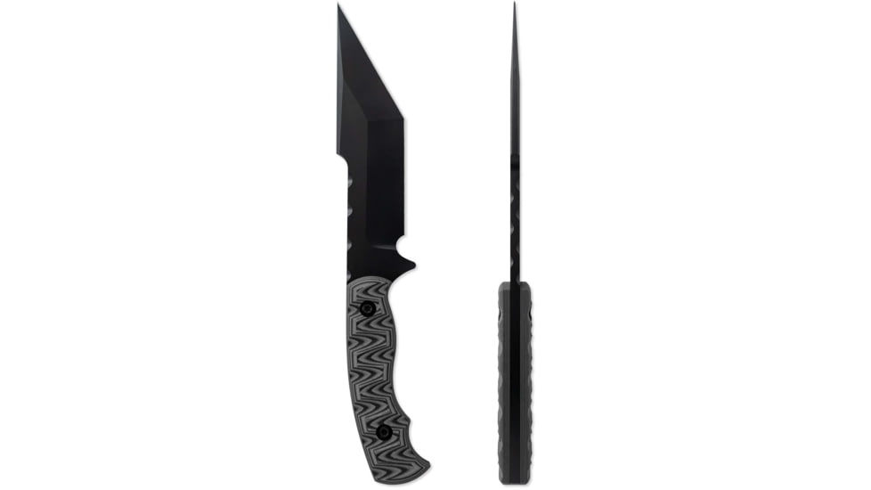 Toor Knives Tanto Fixed Blade Knife, 5.5in, CPM S35VN, Plain, G10 Handle, Thunder Green, Black, Tanto-Thunder Grey