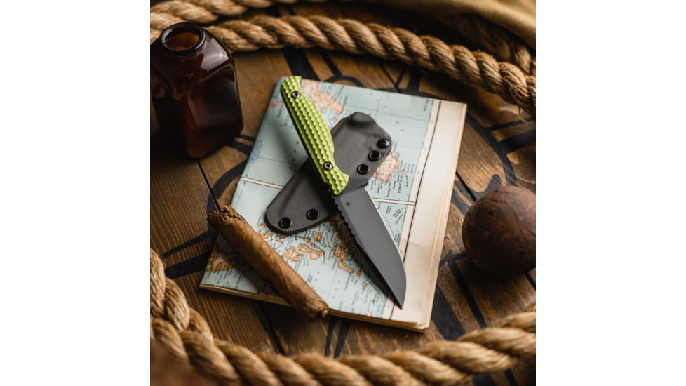 Toor Knives Toor Knives Mutiny Fixed Blade Knife, 4.0 in, CPM 154, Plain, Aluminum 7075 Sea Green, Premium Grey, Mutiny-Sea Green