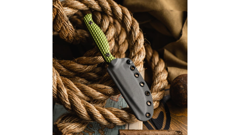 Toor Knives Toor Knives Mutiny Fixed Blade Knife, 4.0 in, CPM 154, Plain, Aluminum 7075 Sea Green, Premium Grey, Mutiny-Sea Green