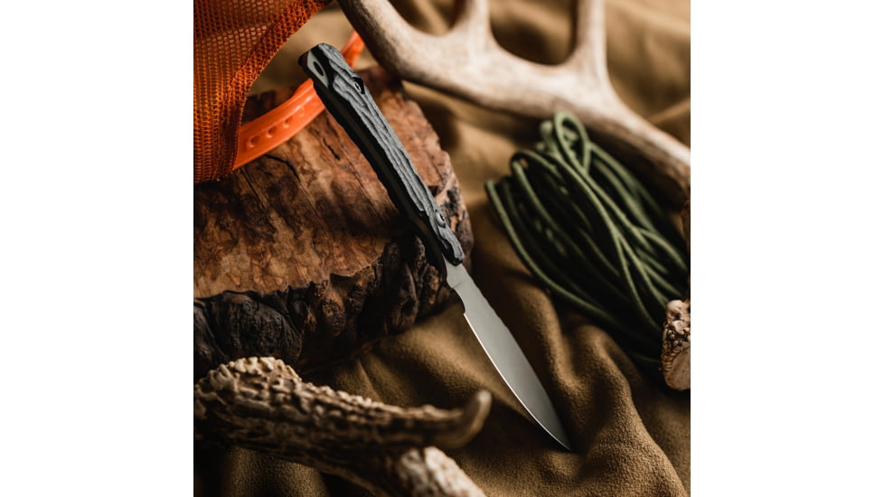 Toor Knives Vellum Fixed Blade Knife, 3.5in, CPM 154, Ebony Handle, Spanish Moss, Vellum-Spanish Moss