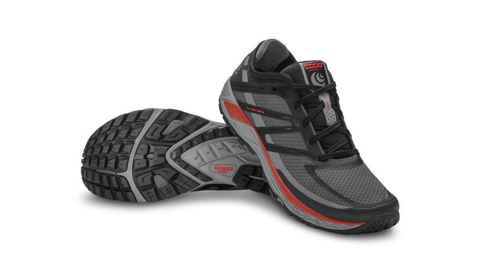 Topo Athletic Runventure 2 - Mens, Grey / Red, Medium, 10, M022-100-GRYRED