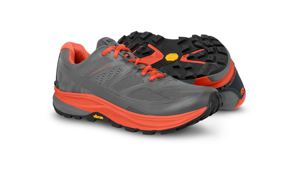 Topo Athletic Ultraventure - Womens, Grey / Tangerine, Medium, 10, W028-100-GRYTGR
