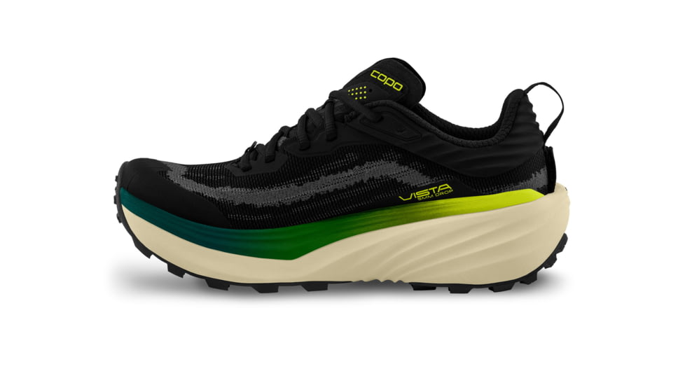 Topo Athletic Vista Trail Running Shoes - Mens, Black/Lime, 8.0 US, M088-080-BLKLIM