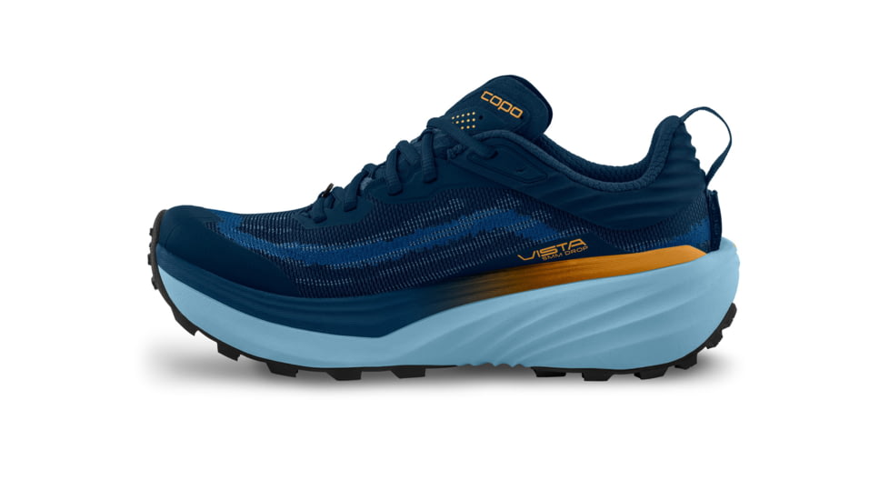 Topo Athletic Vista Trail Running Shoes - Mens, Navy/Orange, 10.0 US, M088-100-NAVORG