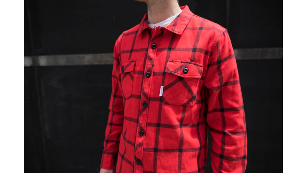 Topo Designs Field Shirt - Mens, Red/Black/Plaid, Large, TDMFSF17PLRDLG