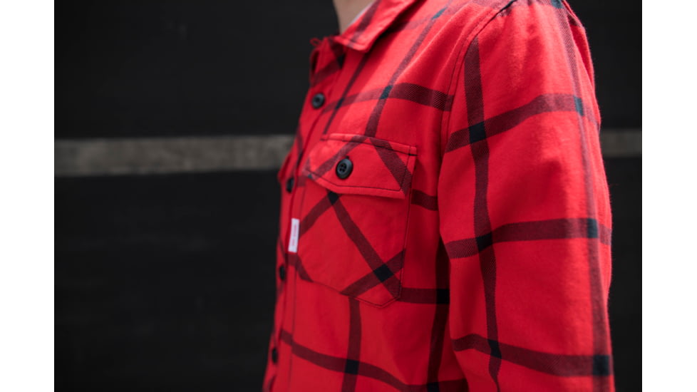 Topo Designs Field Shirt - Mens, Red/Black/Plaid, Large, TDMFSF17PLRDLG