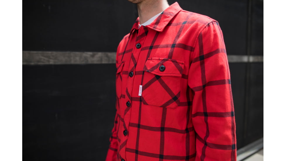 Topo Designs Field Shirt - Mens, Red/Black/Plaid, Large, TDMFSF17PLRDLG