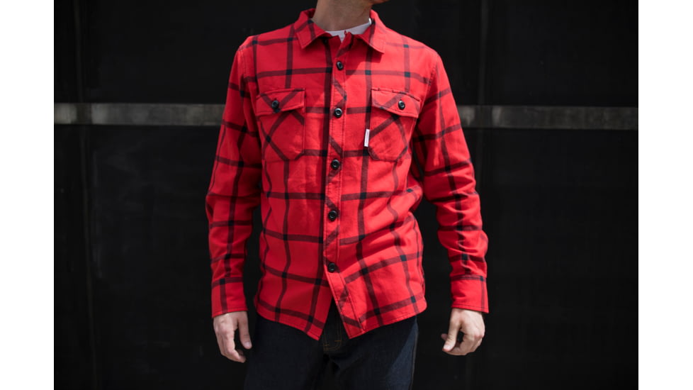 Topo Designs Field Shirt - Mens, Red/Black/Plaid, Large, TDMFSF17PLRDLG