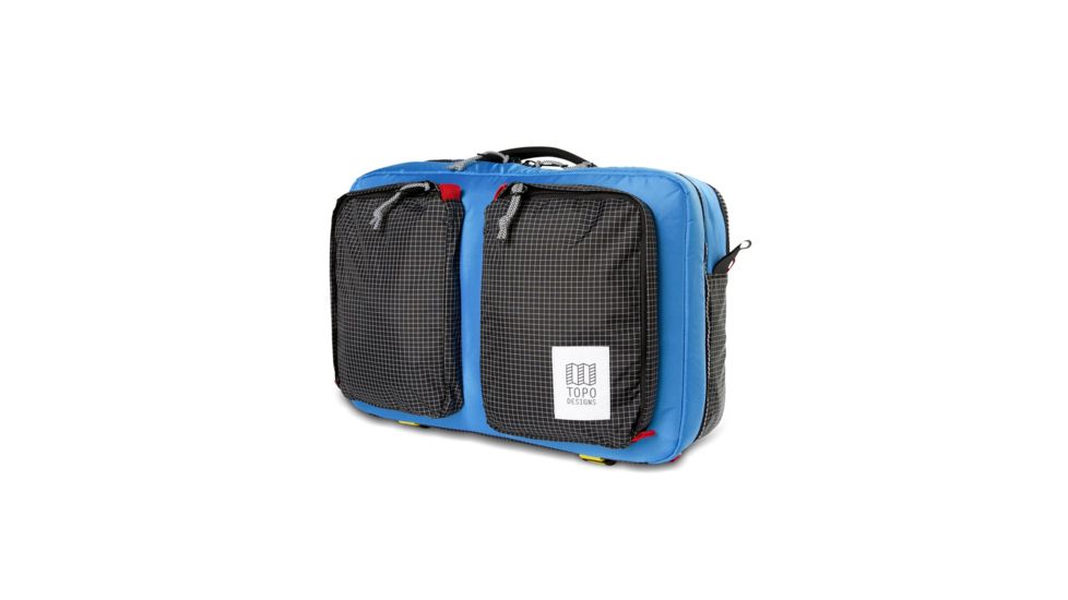 Topo Designs Global Travel Briefcase 3-Day Backpack, 23l, 15in Laptop Compartment, Removable Shoulder Strap, Blue/Black Ripstop TDGB3F19BLBKRP