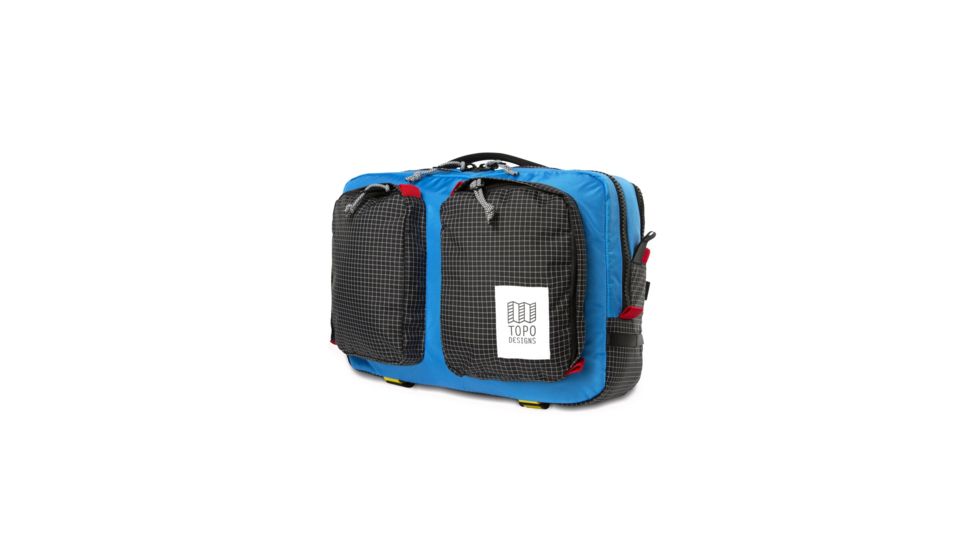 Topo Designs Global Travel Briefcase Backpack, 14l, Removable Shoulder Strap, 15in Laptop Pocket, Blue/Black Ripstop TDGBF19BLBKRP