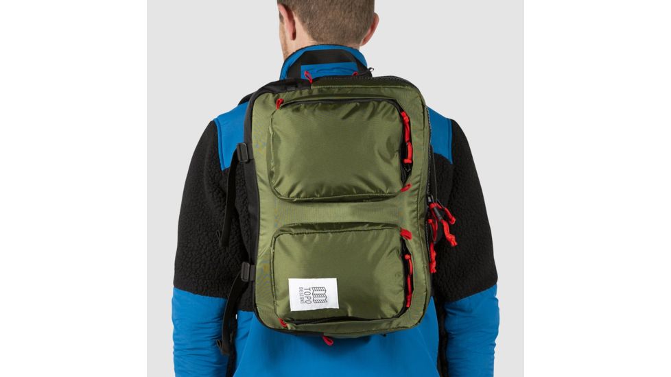 Topo Designs Global Travel Briefcase Backpack, 14l, Removable Shoulder Strap, 15in Laptop Pocket, Olive TDGBF19OL