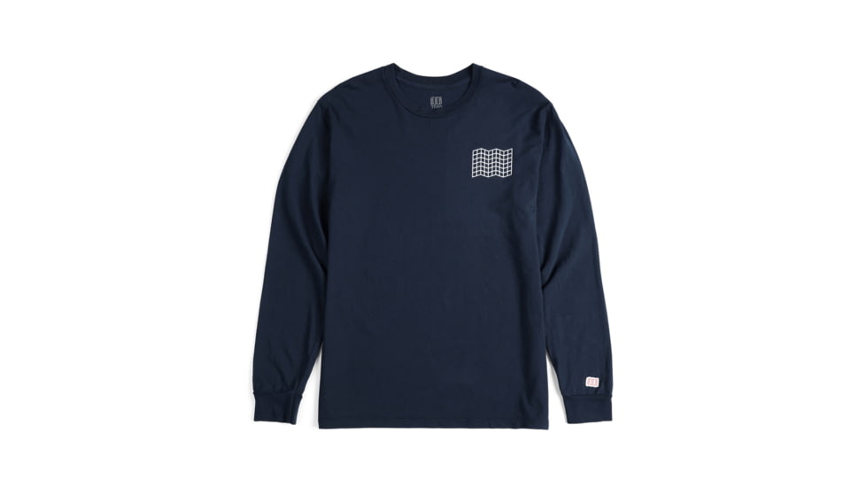 Topo Designs Grid Map Tee Long Sleeve - Mens, Navy, 6935440064565