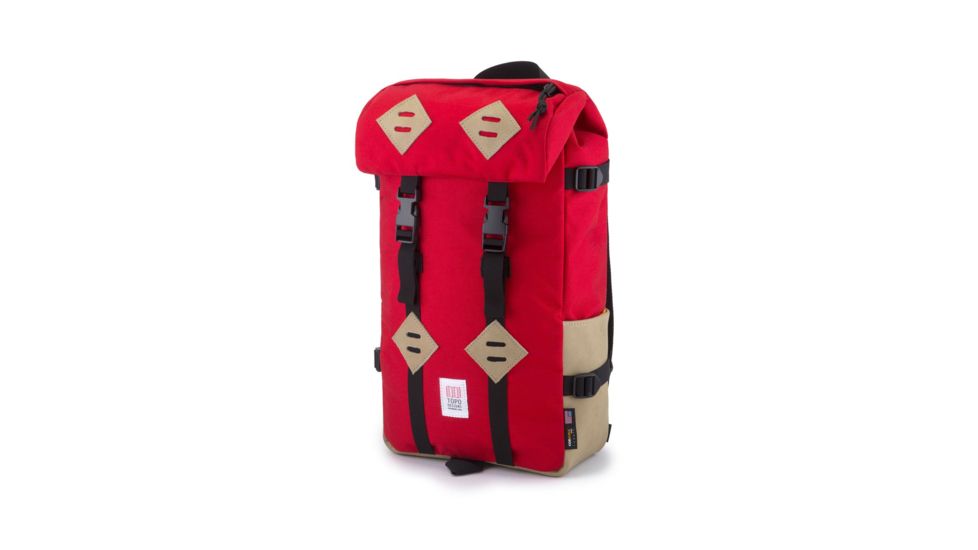 Topo Designs Klettersack Backpack, 25L, Red/Khaki Leather, TDKSS18RD/KHLT