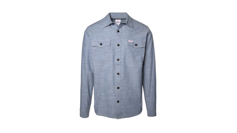 Topo Designs Mountain Chambray Shirt - Men's, Straight Fit, Organic Cotton, Blue, Medium TDMMSCBF19BLMD