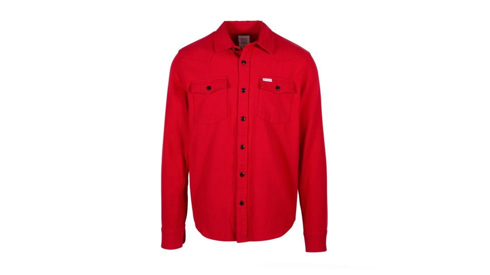 Topo Designs Mountain Solid Shirt - Men's,Twill Flannel, Straight Fit, Red, Small TDMMSSLF19RDSM