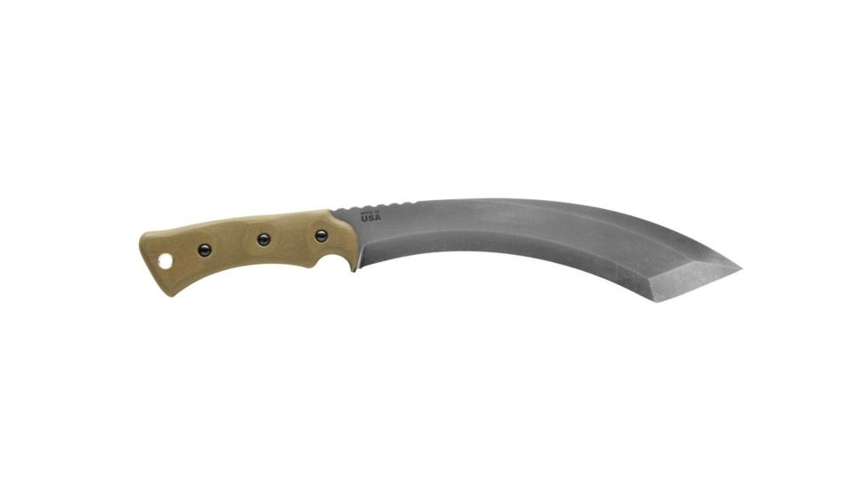 TOPS Knives A-Klub Fixed Blade Knife, 12.38in, 1095 RC 56-58 Steel, Green Canvas Micarta Handle, AKLB-02