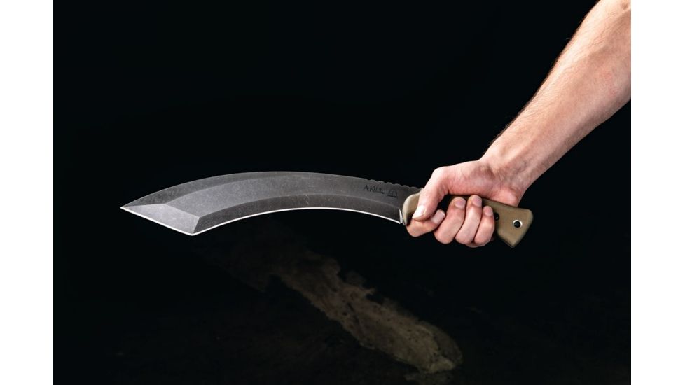 TOPS Knives A-Klub Fixed Blade Knife, 12.38in, 1095 RC 56-58 Steel, Green Canvas Micarta Handle, AKLB-02