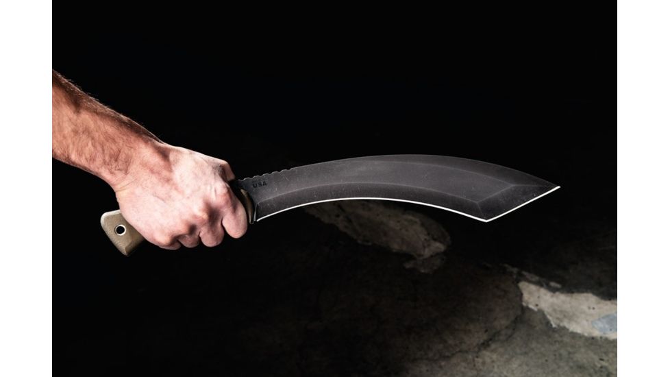 TOPS Knives A-Klub Fixed Blade Knife, 12.38in, 1095 RC 56-58 Steel, Green Canvas Micarta Handle, AKLB-02