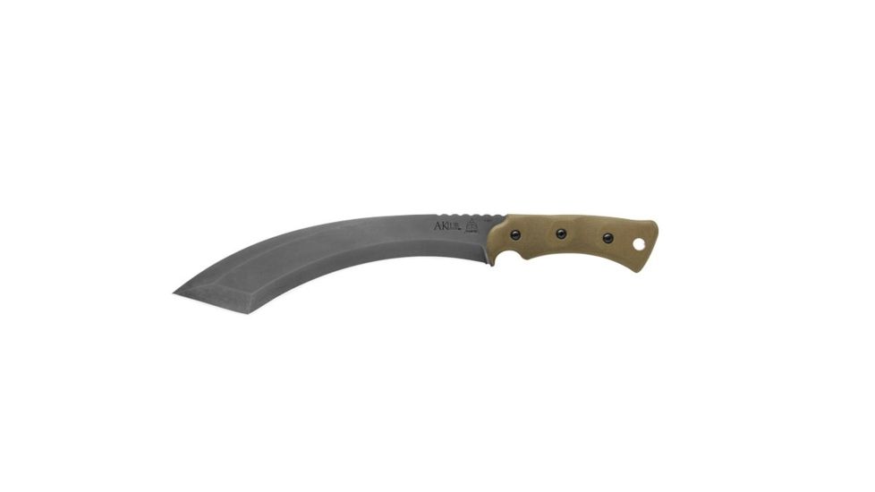 TOPS Knives A-Klub Fixed Blade Knife, 12.38in, 1095 RC 56-58 Steel, Green Canvas Micarta Handle, AKLB-02