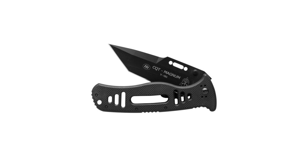 TOPS Knives CQT Magnum 711 Folding Knive, 4.5 in, Tanto, Black Teflon Finish, Black G10 Handle, CQT-M711