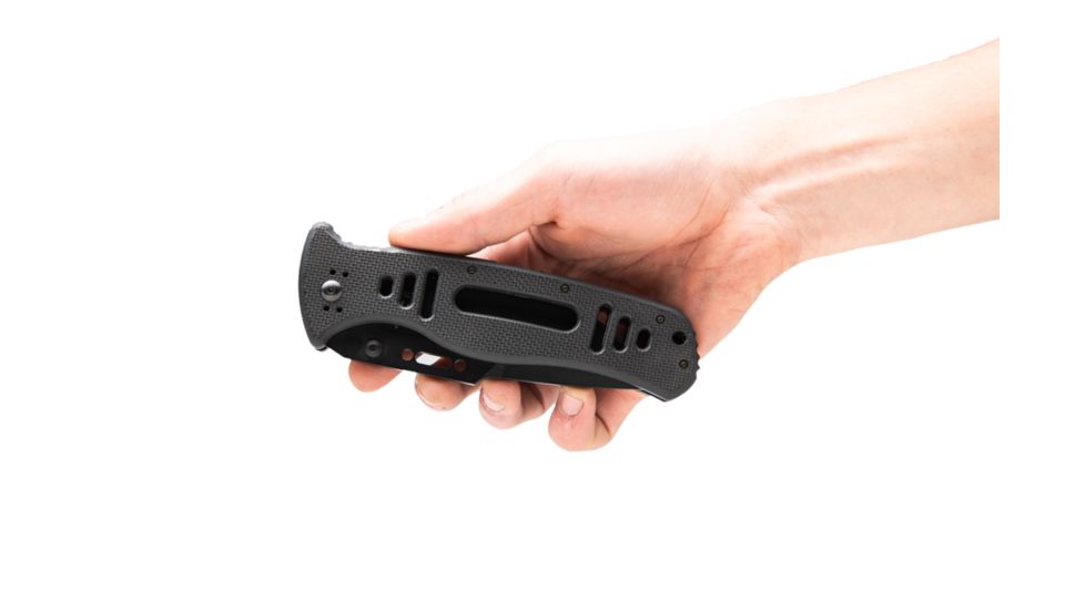 TOPS Knives CQT Magnum 711 Folding Knive, 4.5 in, Tanto, Black Teflon Finish, Black G10 Handle, CQT-M711