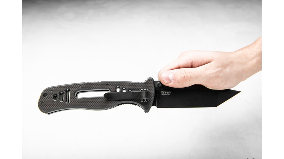 TOPS Knives CQT Magnum 711 Folding Knive, 4.5 in, Tanto, Black Teflon Finish, Black G10 Handle, CQT-M711