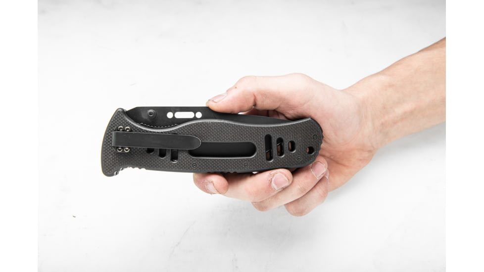 TOPS Knives CQT Magnum 711 Folding Knive, 4.5 in, Tanto, Black Teflon Finish, Black G10 Handle, CQT-M711