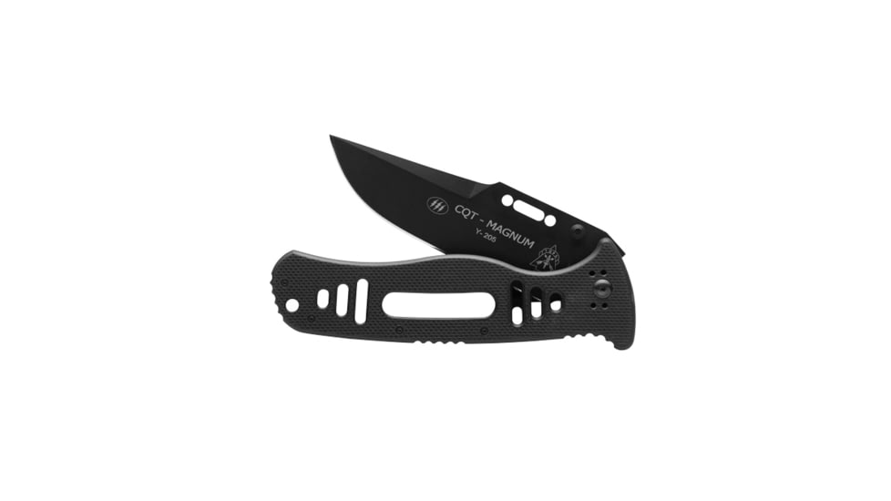 TOPS Knives CQT Magnum 747 Folding Knive, 4.5 in, Hunter, Black Teflon Finish, Black G10 Handle, CQT-M747