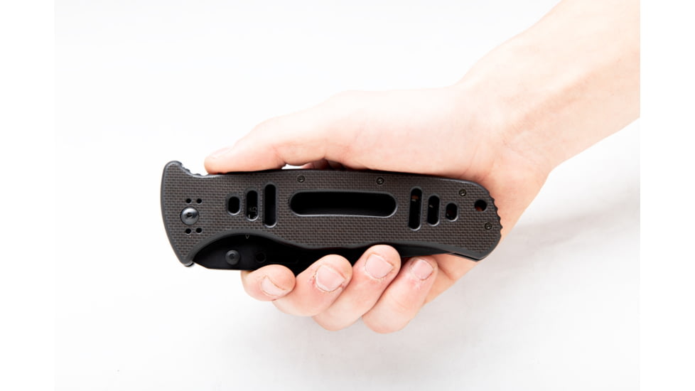 TOPS Knives CQT Magnum 747 Folding Knive, 4.5 in, Hunter, Black Teflon Finish, Black G10 Handle, CQT-M747